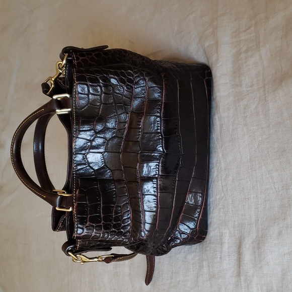 Dooney & Bourke Brown Croc Small Brenna Satchel - Picture 3 of 16